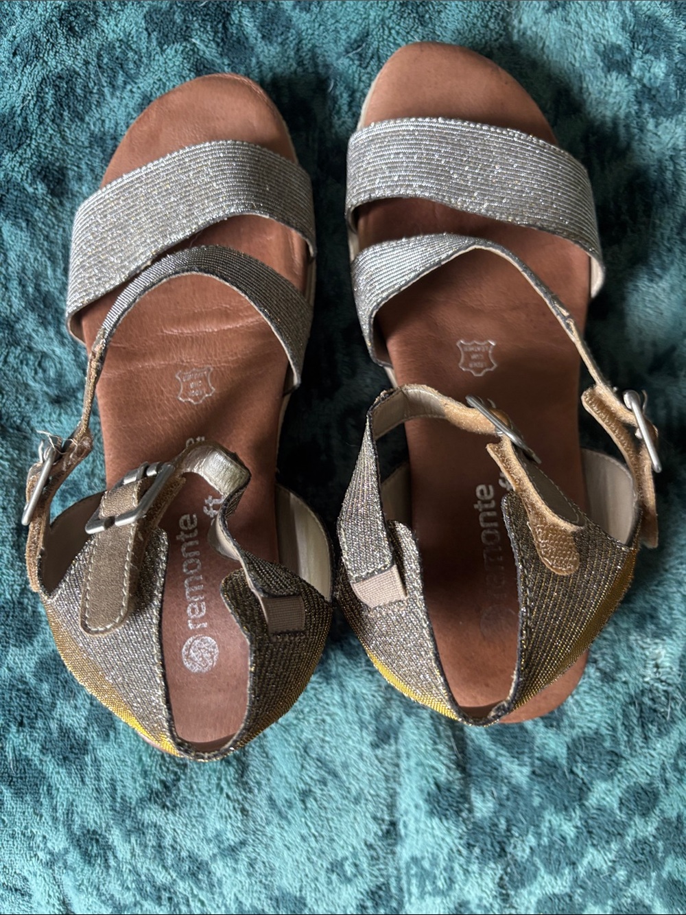 Remonte Sparkle Strappy Sandals - Silver and Brown
